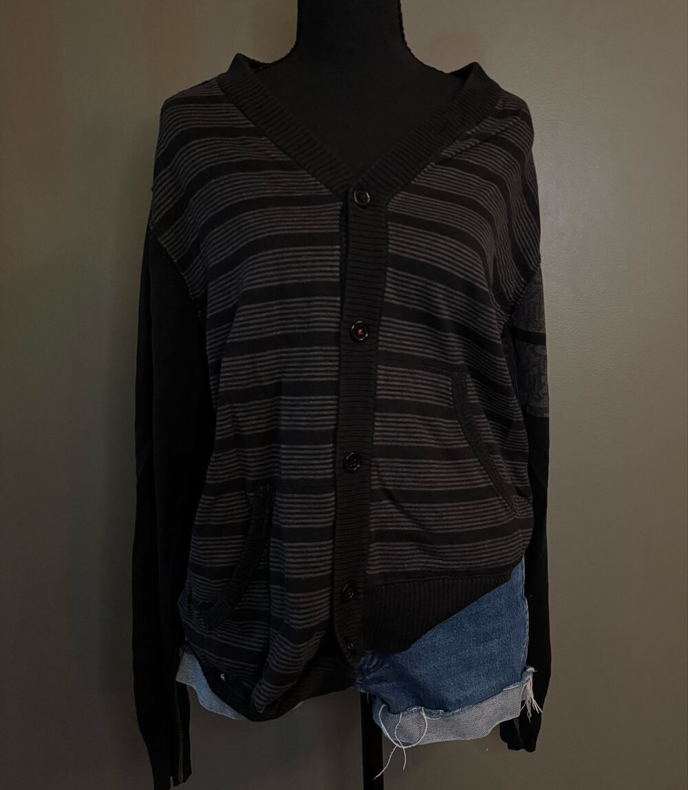 Vintage Y2K Quiksilver Striped Knit Button Up Cardigan Sweater